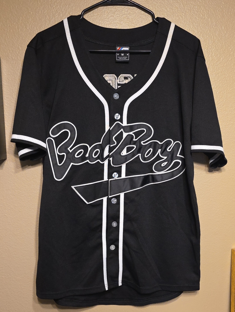 Men’s Black Baseball-Style Jersey with White Trim